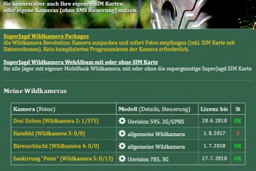 SuperJagd Wildkamera Service - Beispiel Übersicht